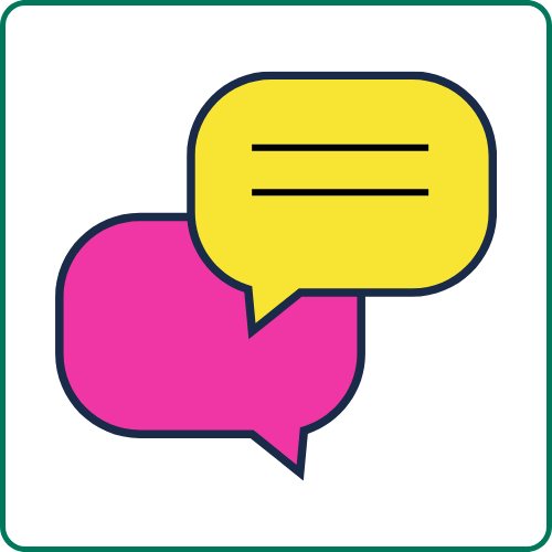 Flat icon image of two speech bubbles