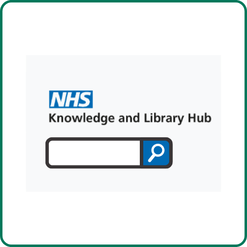 Flat icon image of NHS Knowledge hub search bar